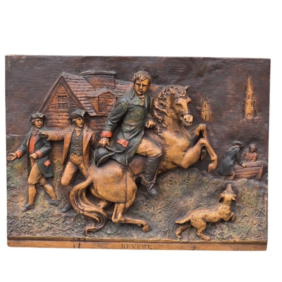Paul Revere Wall Metal Sculpture Midnight Ride Tableau Original Finesse30" x 22" - Picture 2 of 7